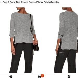 Rag & Bone ‘Bea’ Grey Alpaca-blend Suede Elbow Patch Sweater